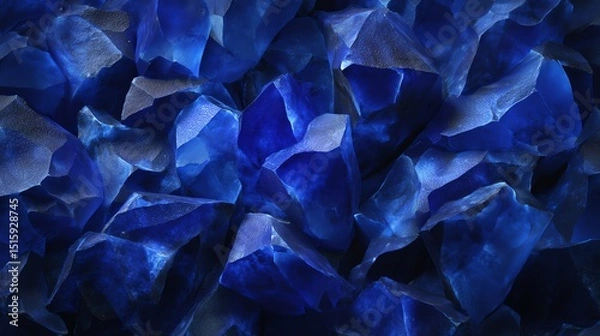 Obraz Close-up of blue crystal-like textures on a dark background.
