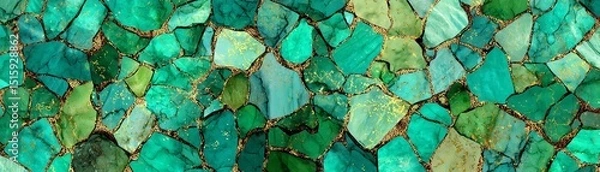 Obraz Colorful mosaic of green stones, intricate texture and pattern, suitable for design