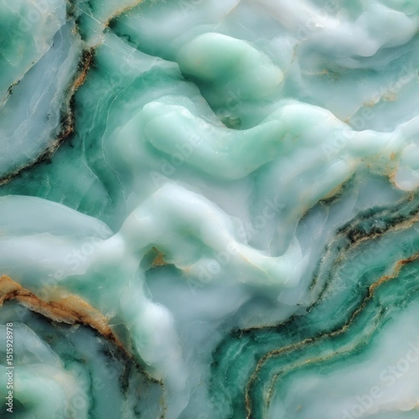Obraz Abstract green and white agate stone texture, natural mineral background.