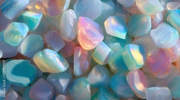 Obraz Colorful opal stones with shimmering surfaces, close-up view, isolated background