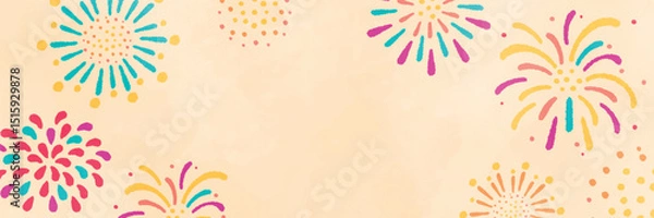 Obraz 花火の水彩イラスト背景