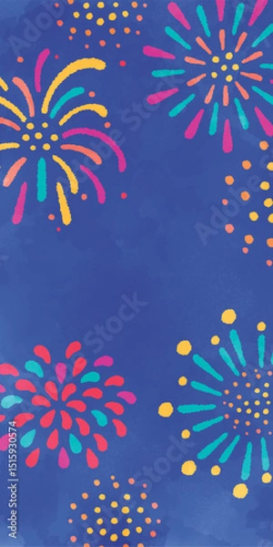 Obraz 花火の水彩イラスト背景