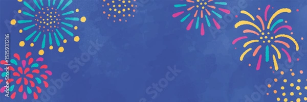 Obraz 花火の水彩イラスト背景