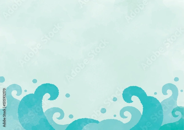 Obraz 波の水彩背景素材