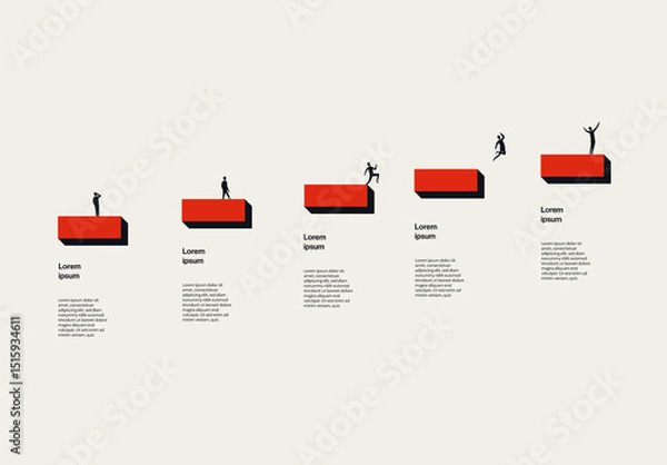 Fototapeta Business Growth Infographic Template with Minimal Illustrations