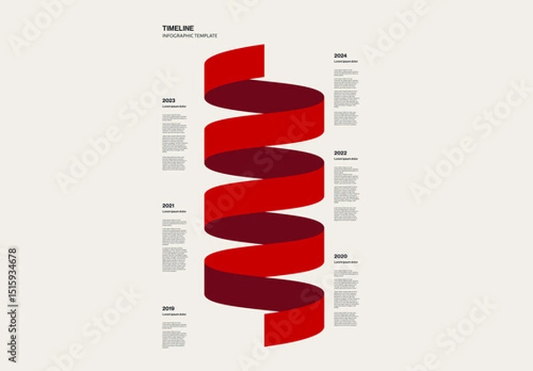 Fototapeta History Timeline Infographic Template with Spiral Graphic Element