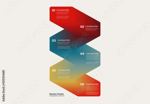 Fototapeta Colorful Business Timeline Infographic Template with 3D gradients