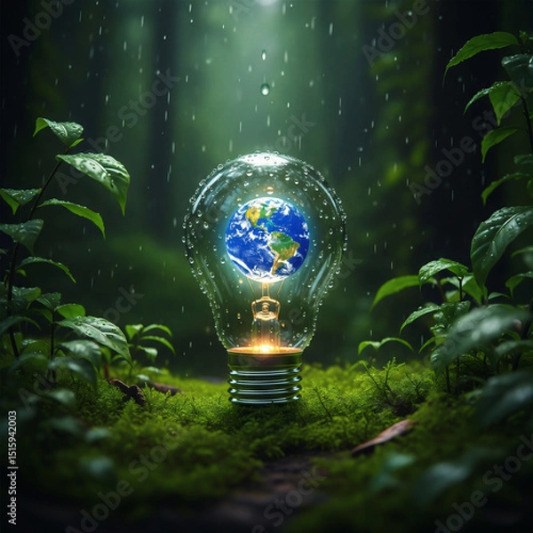 Obraz  La Terre Éclairée dans la Forêt Enchantée