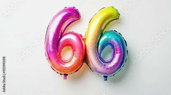 Obraz Vibrant Number Balloons for 66 Year Celebration