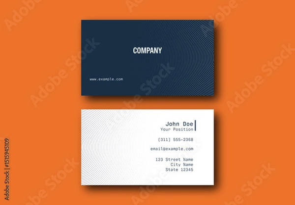 Fototapeta Professional Elegant Dark Navy Blue Business Card Template with Subtle Circles