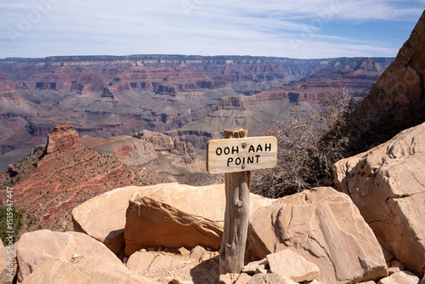 Obraz South Kaibab Trail to Ooh Aah Point, Grand Canyon. Pohled. Arizona, Utah. Podpis s npisem Ooh Aah Point.