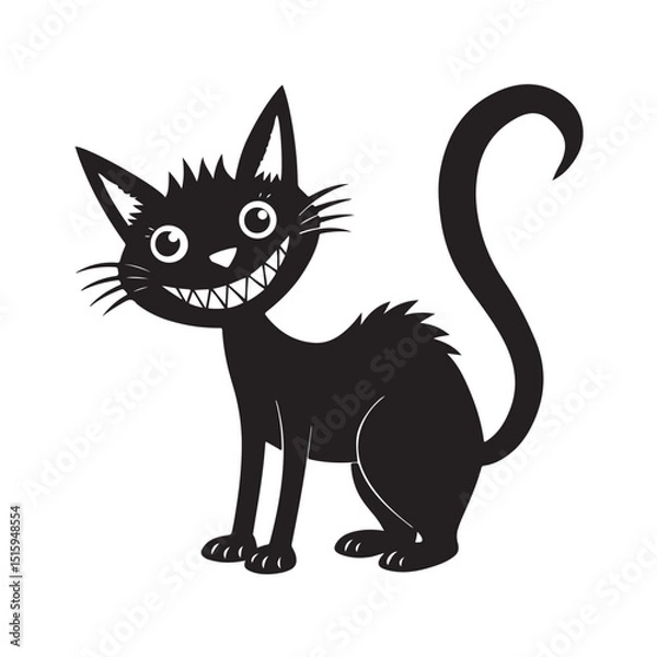 Fototapeta Quirky Black Cat with Spiky Fur and Mischievous Grin