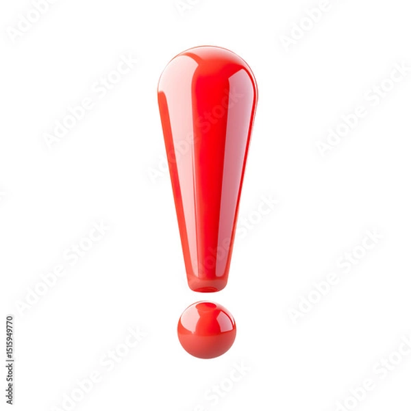 Fototapeta Exclamation mark icon 3d illustration,isolated on a white background