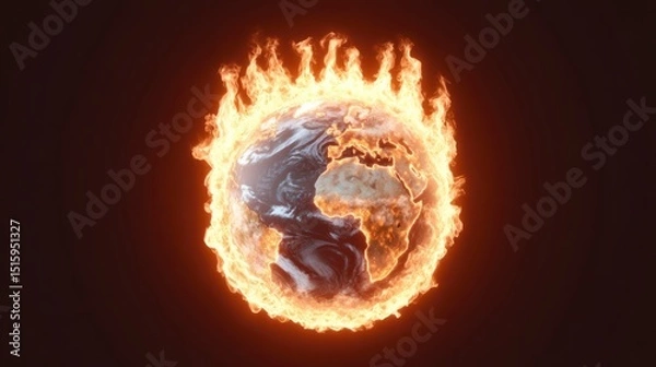 Fototapeta Burning Planet Earth  Global Warming Climate Change Concept