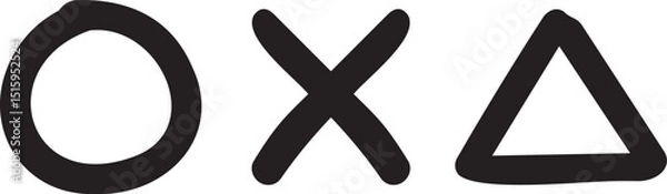 Obraz 〇×△のモノクロの手書きマーク