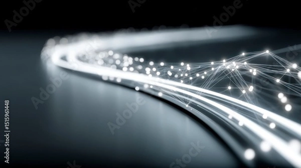 Fototapeta Global Network Connection  Futuristic Fiber Optic Cable   Data Stream