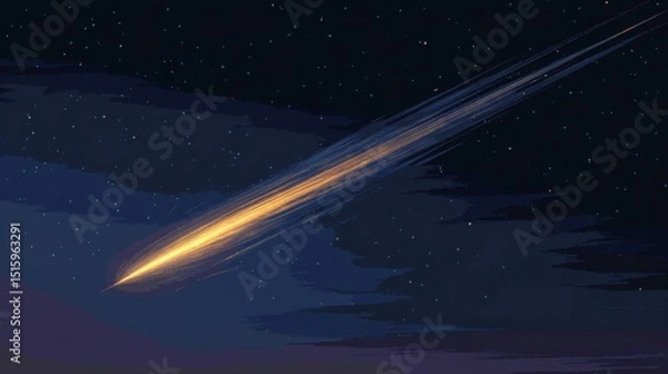 Fototapeta Comet streaking across a starry night sky