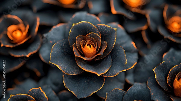 Obraz Elegant Black Roses with Vibrant Orange Highlights Creating a Bold Contrast