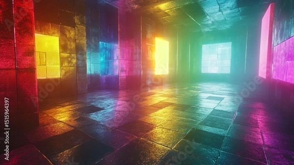 Fototapeta Futuristic Abstract Spacescape Featuring a Glowing Square of Light in a Cosmic Environment
