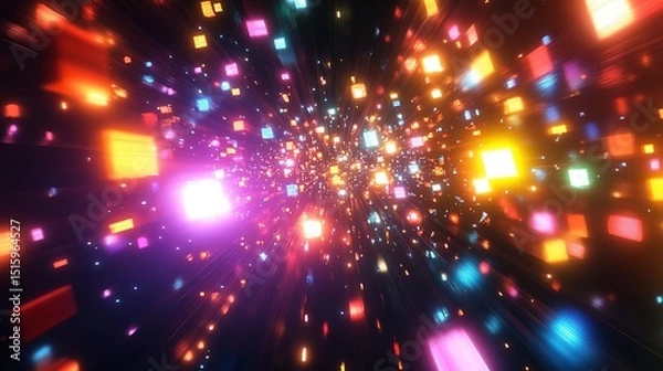 Fototapeta Futuristic Abstract Spacescape Featuring a Glowing Square of Light in a Cosmic Environment