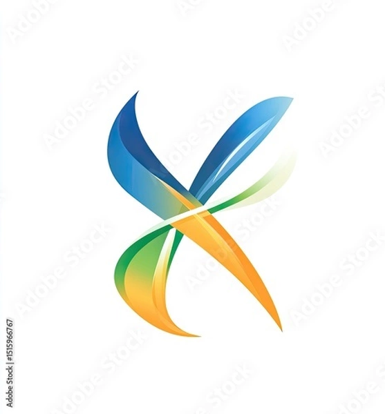 Fototapeta Abstract logo design with intertwined, flowing shapes