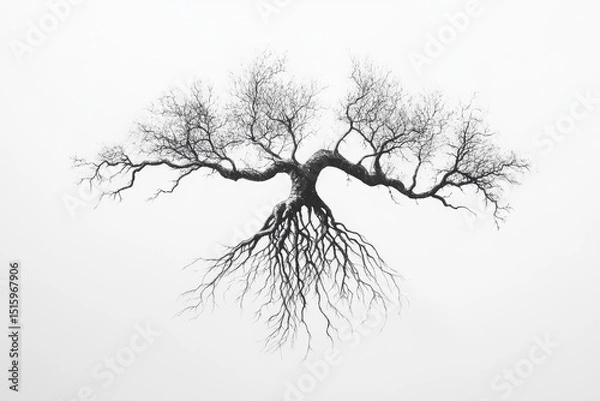Fototapeta Bare tree, intricate roots