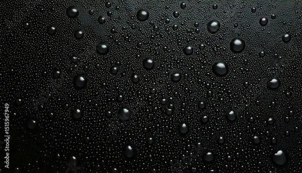 Obraz Black, expensive, shiny colors dominate this seamless background, where tiny and small drops appear to evaporate delicately on a transparent surface, creating a luxurious, minimalist, and visually cap