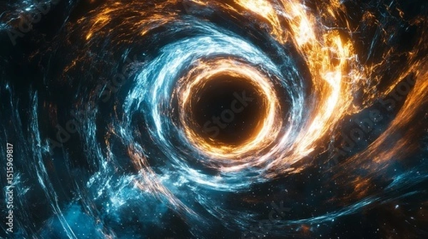 Fototapeta Wormhole bending spacetime with glowing energy in deep space