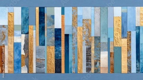 Obraz Abstract Blue Painting with Moody Background and Vertical Lines of Color