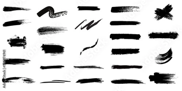 Obraz Black strokes art design elements abstract brush collection