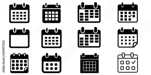 Obraz Various Calendar Icons Set Symbolizing Time Management and Scheduling