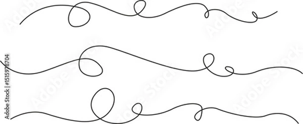Obraz Minimalist Swirl Line Art, Abstract Curly Decorative Elements, Single Continuous Line Landscape Design Vector Illustration.