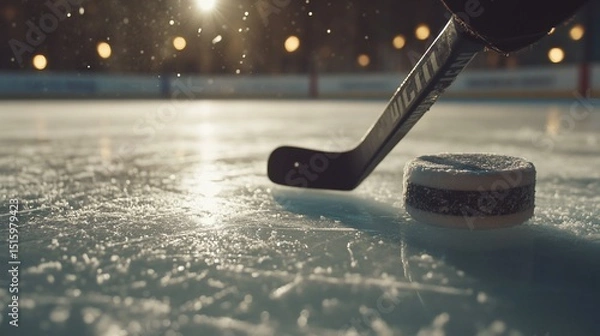 Fototapeta Intense action shot capturing the essence of ice hockey on a frozen rink