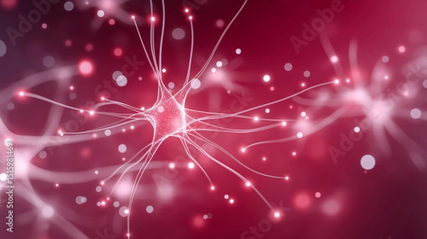 Fototapeta Red DNA double helix structure with glowing elements, representing genetic science and molecular biology, illustrating the complexity of life and genetic information
