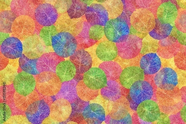 Fototapeta Vibrant, circular leaf pattern in bright colors