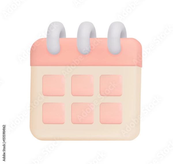 Fototapeta Calendar icon 3D Web Vector Illustrations isolated on light background.minimal design,3d
