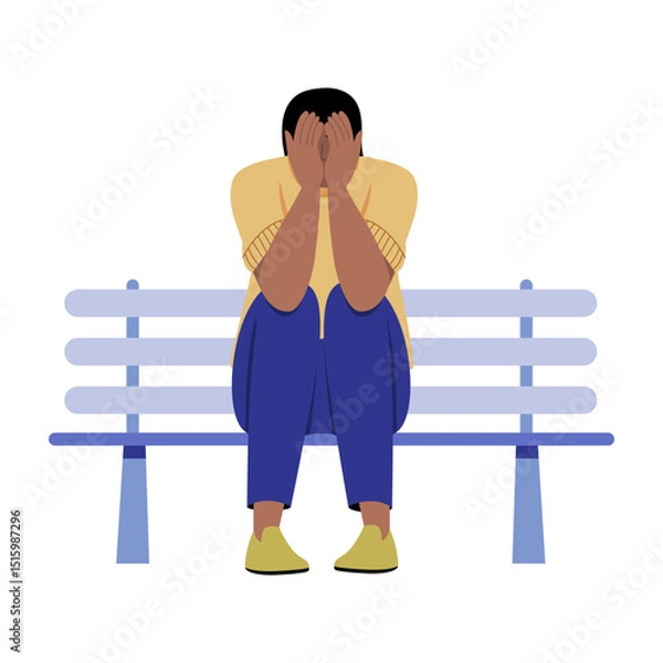 Fototapeta A person having panic attack, flat style illustration