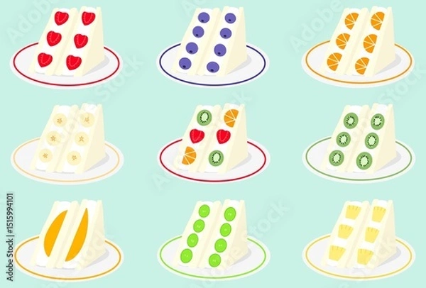 Obraz いろいろなフルーツサンドのポストカード