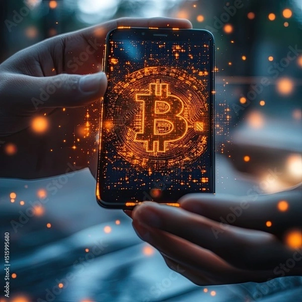 Fototapeta Digital Payment Solutions using Cryptocurrency enabling decentralized transactions, reducing fees, enhancing security, supporting innovation, powering global commerce