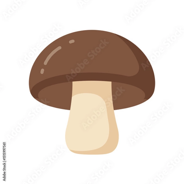 Fototapeta Mushroom vector art Illustration of a brown-capped mushroom with a light tan stalk