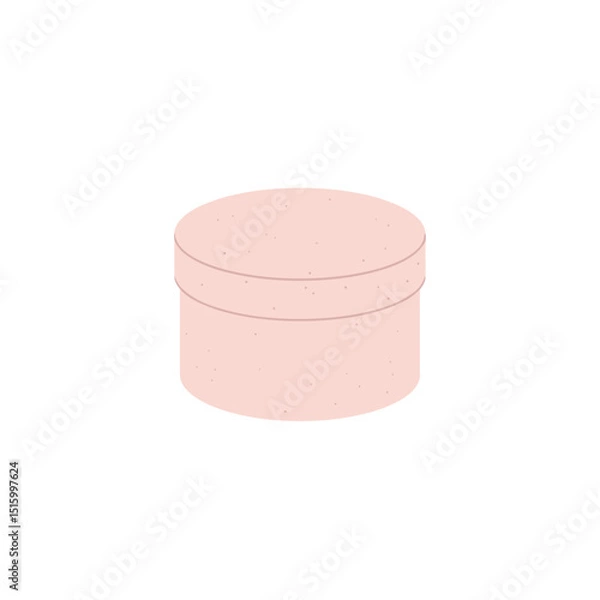 Fototapeta Simple pink cylinder with lid and speckling, isolated on a white background, stylized vector illustration