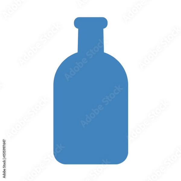 Fototapeta Simplified blue bottle silhouette with curved base and short neck on white background