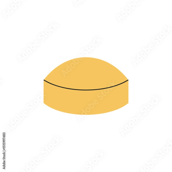 Fototapeta Low-angle graphic of a round, golden shape divided by a black line on a white background