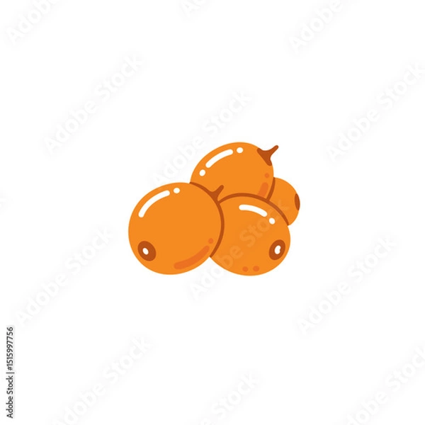Fototapeta Stylized cluster of bright orange oval berries with highlights on a white background