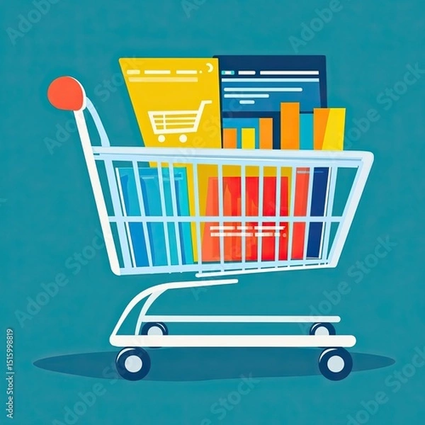 Fototapeta E-commerce analytics providing businesses with tools to track and analyze online sales performance, customer behavior, and marketing effectiveness, enabling optimization of e-commerce strategies.
