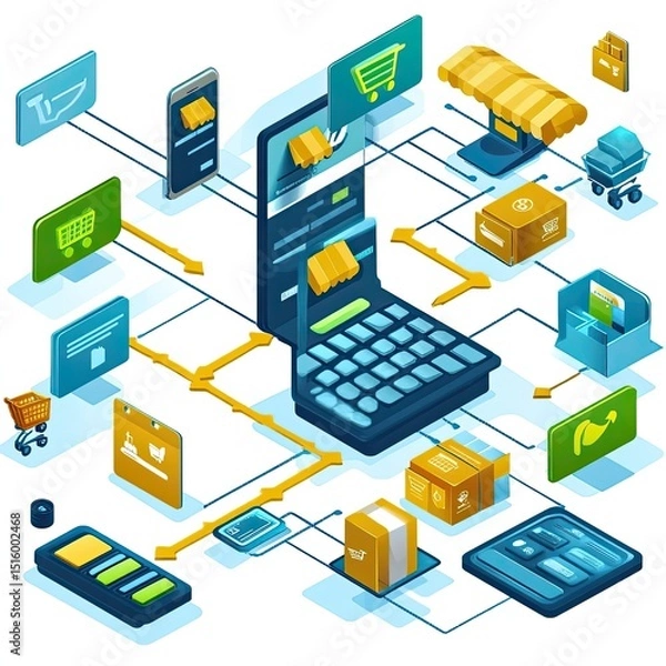 Fototapeta payment systems illustrated with businesses adopting secure, seamless payment gateways, online transactions, digital wallets, and mobile payment solutions to simplify the online shopping process.