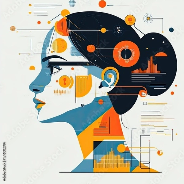 Fototapeta E-commerce Personalization with Machine Learning customizing experience, analyzing behavior, recommending items, increasing loyalty, AI-powered tools