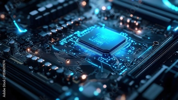 Fototapeta Neural AI-Powered Quantum Computing Core in Action
