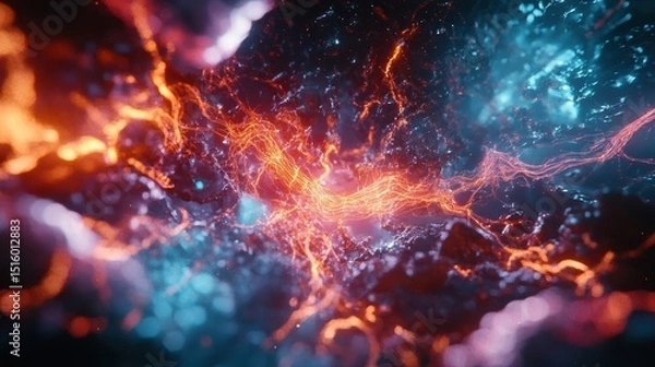 Fototapeta Neural AI Core with Pulsating Cyber Energy