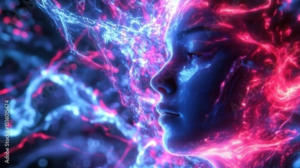 Fototapeta Deep Learning Neural AI Expanding Its Knowledge Base